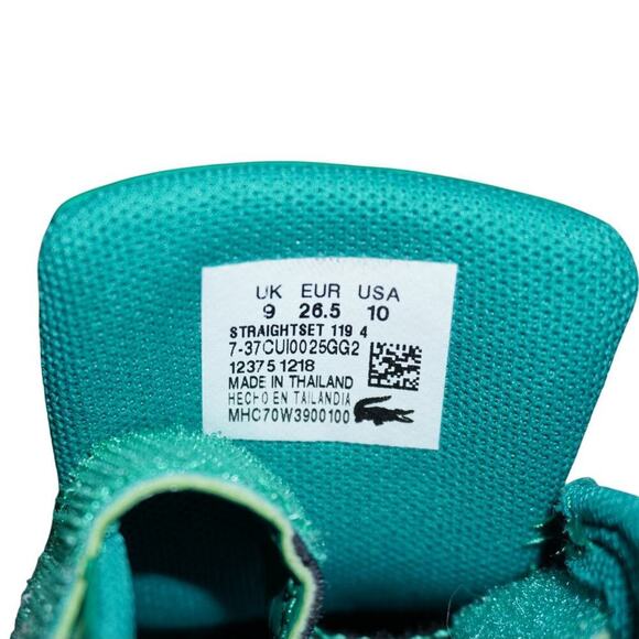 Lacoste Kids Straightset 119 4 Green Crocodile Sneakers – Size 10 (US) - Picture 8 of 8
